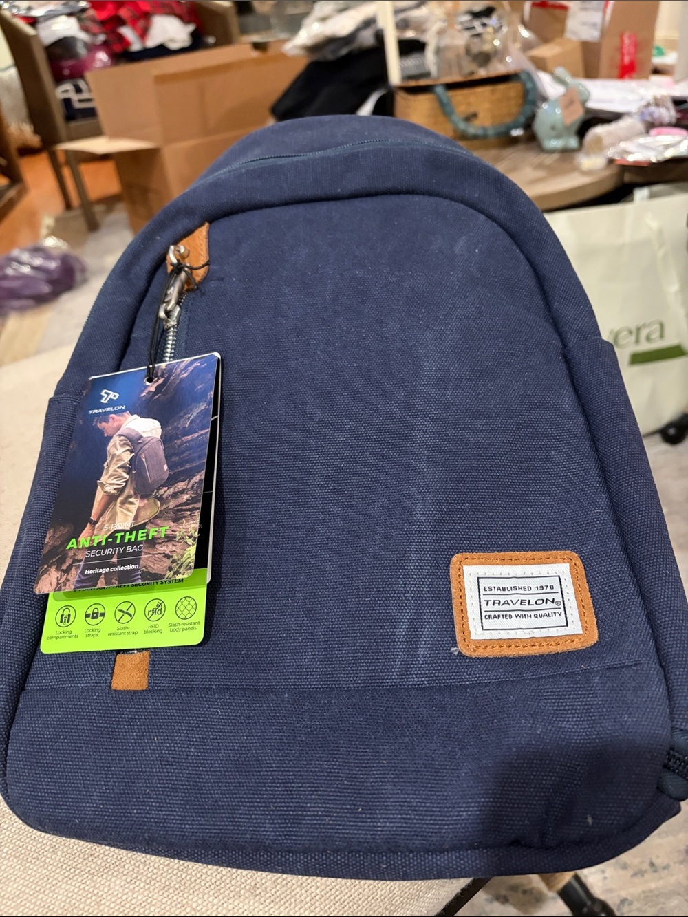 Travelon Indigo Anti-Theft Heritage Sling/NWT - Picture 16 of 16
